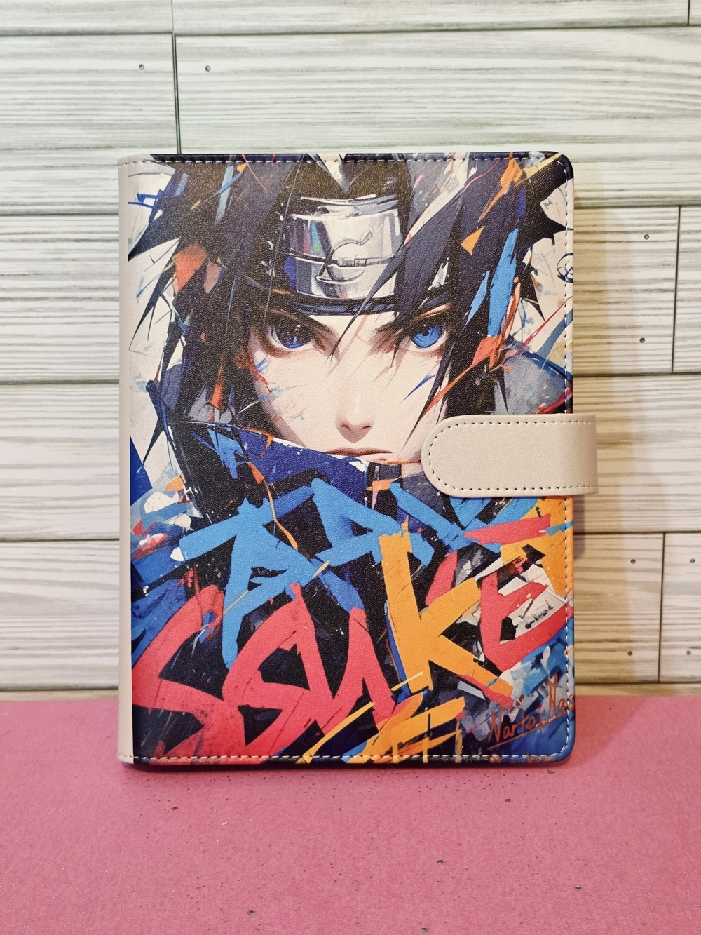 Naruto Sasuke Uchiha Anime A5 Binder w/ Magnetic Strap & Matching Paper